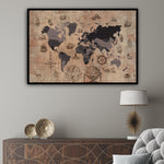 decorative art antique world wall map