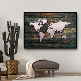 world map wall art wooden