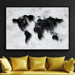black and white map of the world wall art