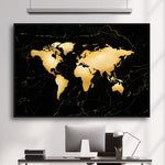 gold metal world map wall art