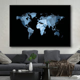 Black World Map Wall Art