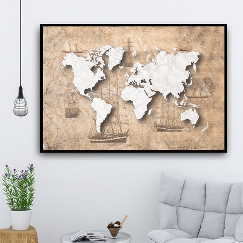 wall canvas art map of the world
