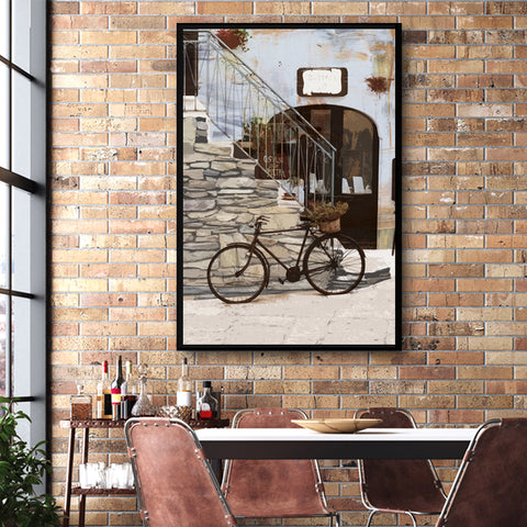 vintage bike canvas wall art