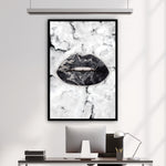 Black and White Lips Wall Art
