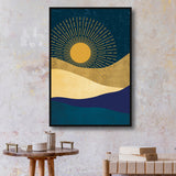 yellow and navy blue wall art