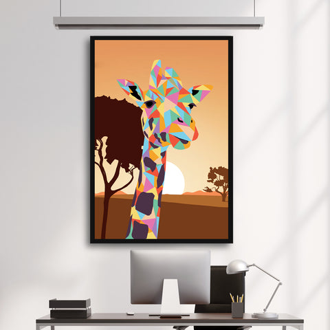 Giraffe Pop Art Canvas framed