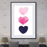 navy blue and pink wall art