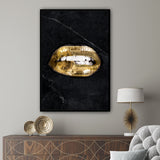Gold Lips Canvas Wall Art