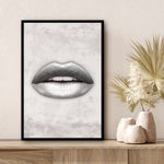 Silver Lips Wall Art framed