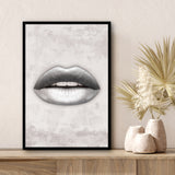 Silver Lips Wall Art framed