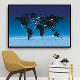 time zones map of the world canvas wall art