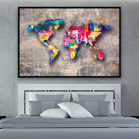 large map of the world wall art
