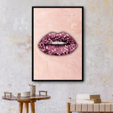 Pink Glitter Lips Wall Art