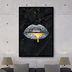 Black and Gold Lips Wall Art