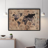Antique World Map Wall Art