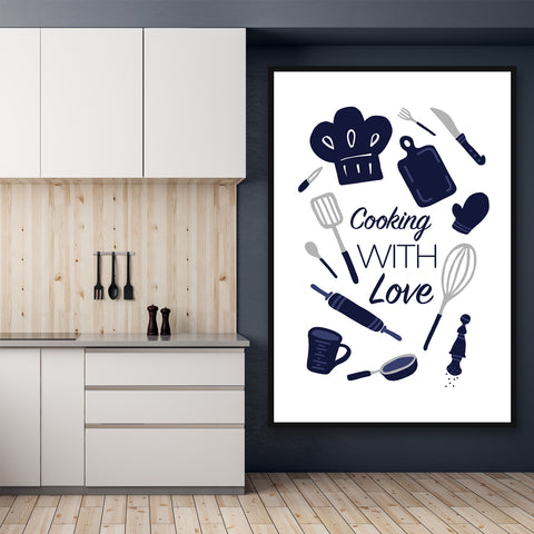 blue wall art for kitchen