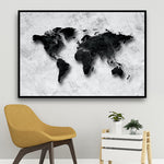 world map wall art black and white