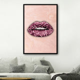 Pink Glitter Lips Canvas Wall Art