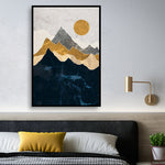 navy blue and gold abstract wall art