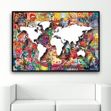detailed world map wall art