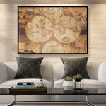 old style world map wall art