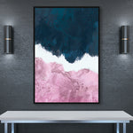 blush pink and navy blue wall art