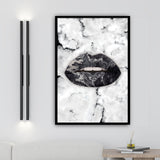 Black and White Canvas Lips Wall Art