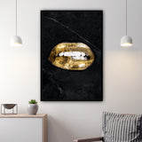 Gold Wall Art Lips Canvas
