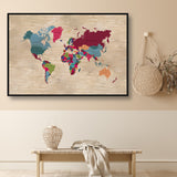 wall canvas art map of the world