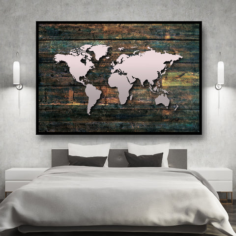 wooden map of the world wall art