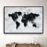 Black and White World Map Wall Art