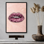 Pink Glitter Lips Wall Art Framed
