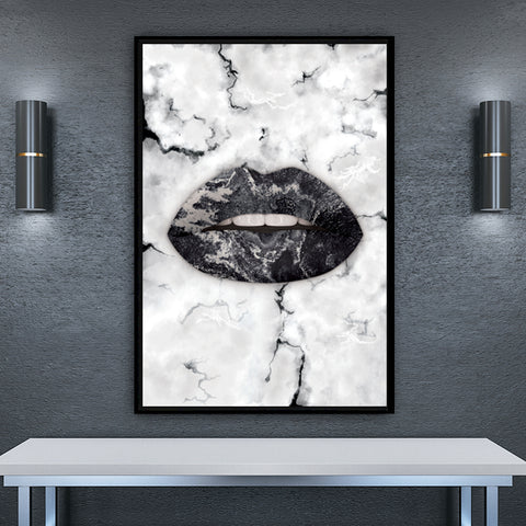 Black and White Lips Canvas