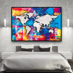 colorful world map wall art panels
