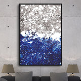 navy blue and silver canvas wall art