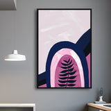 navy blue and pink canvas art