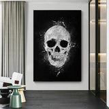 black and white skull wall art