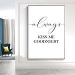 always kiss me goodnight wall art white