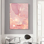 pink and gold wall art