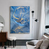 blush and blue marble wall art