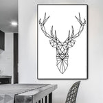 geometric wall art deer head