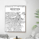map of boston wall art