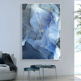 blue and gold marble wall art