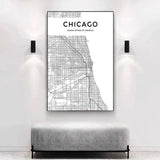 chicago city map wall art