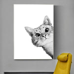 black and white cat wall art