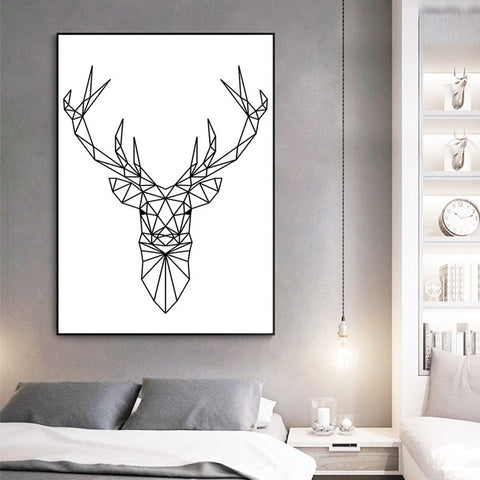 deer geometric wall art