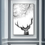black and white deer wall art