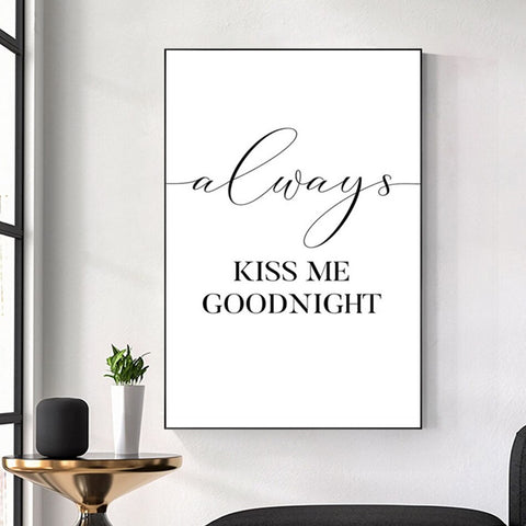 always kiss me goodnight canvas wall art