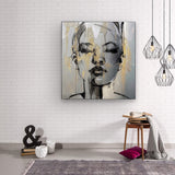 female face abstract canvas wall art