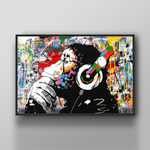 banksy dj monkey canvas wall art print